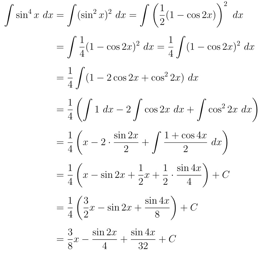 integral sin^4 x dx